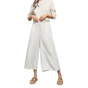 Anthropologie wide leg linen cropped trousers size medium